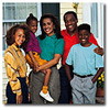 Family standing on porch